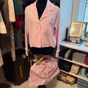 Peach Love California Pink Checkered Pajama Set